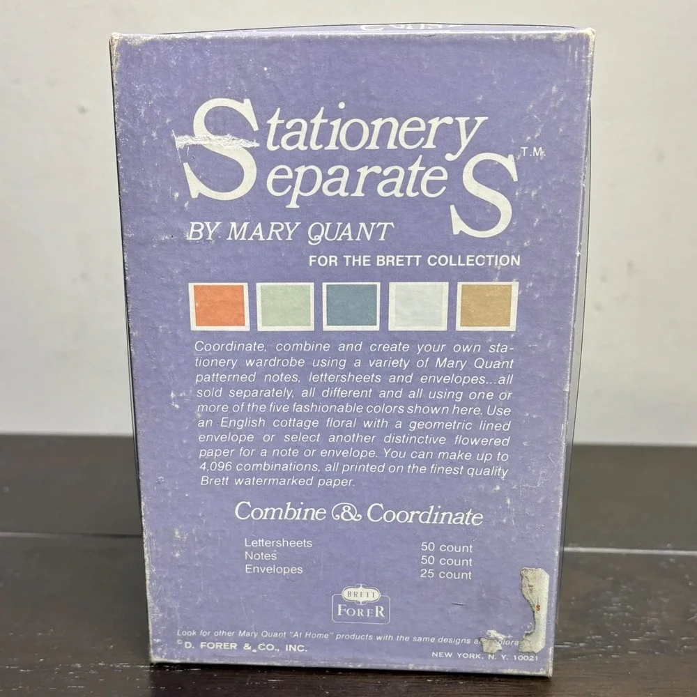 Mary‎ Quant Stationery Separates | Brett Collection | Set of 37 Blank Notecards